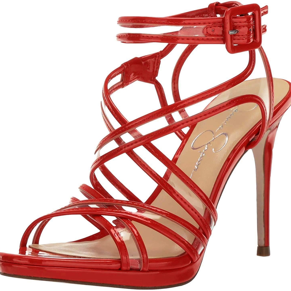 Jessica Simpson Kendele2 Red Strappy High Heel Sandals EUC 7.5M